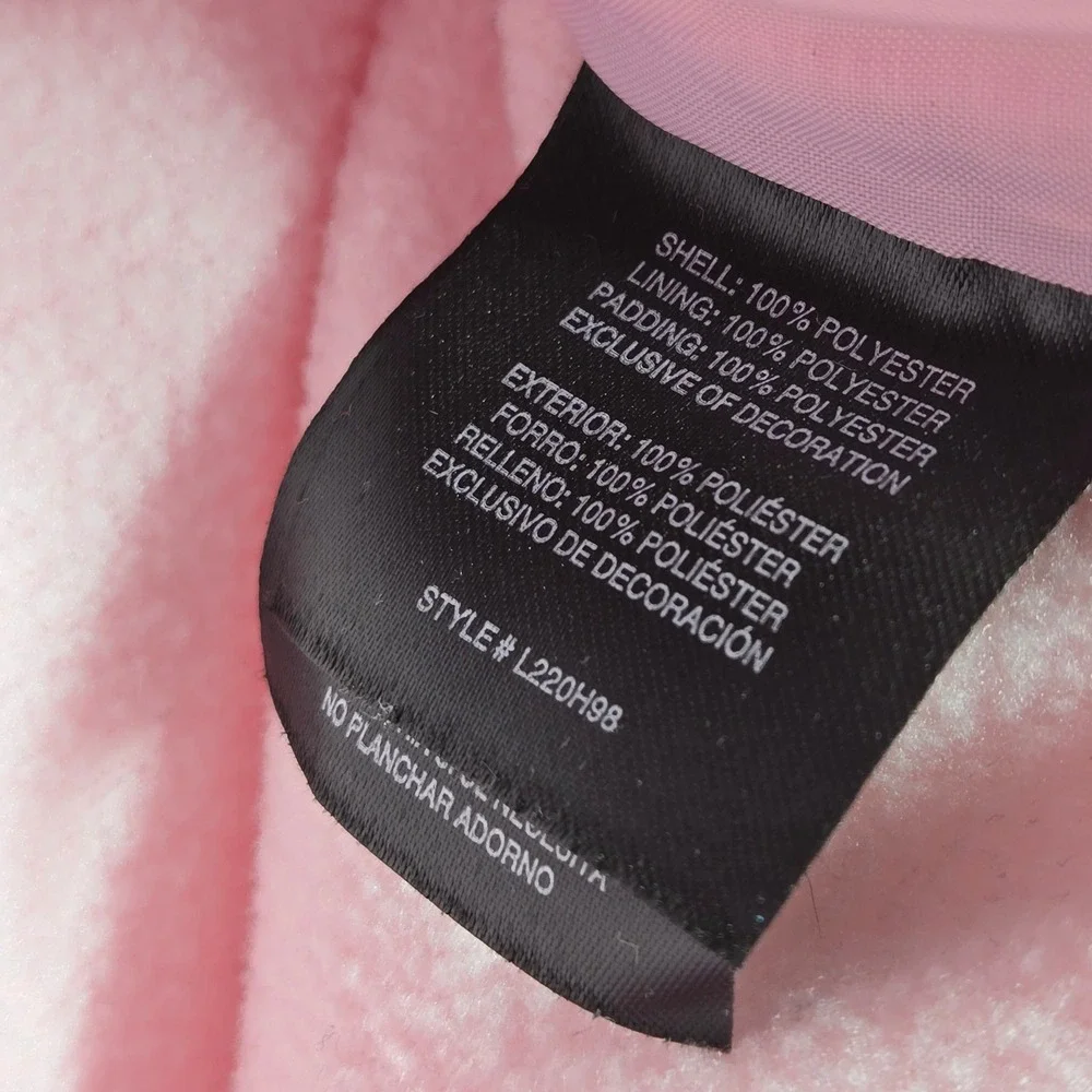 London Fog Puffer Bunting Bag Baby Girls 0-6M White Pink Dog Print Fleece Pram